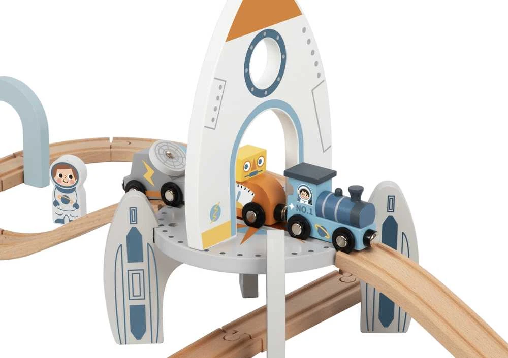 Tooky Toys TOOKY TOY medinė kosminė traukinuko trasa