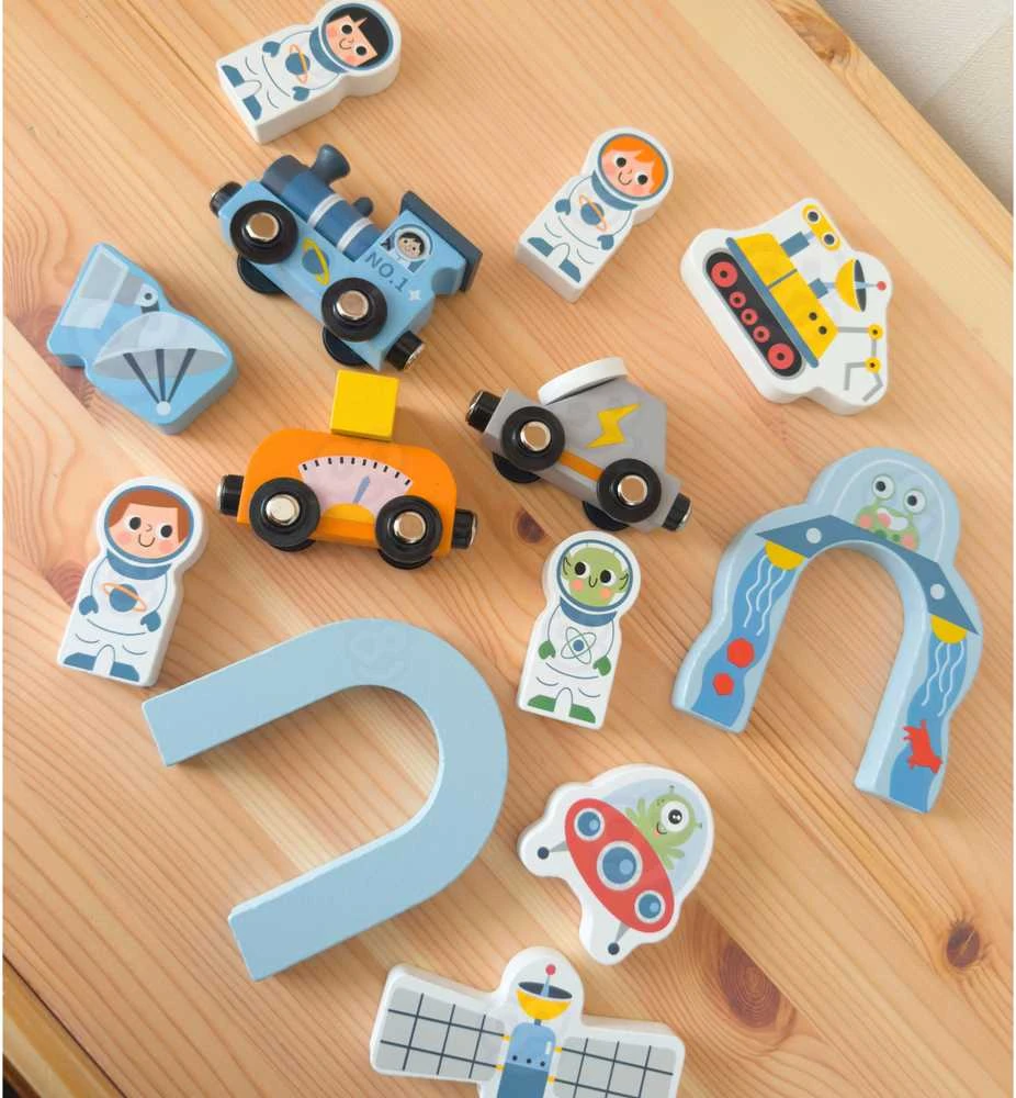 Tooky Toys TOOKY TOY medinė kosminė traukinuko trasa