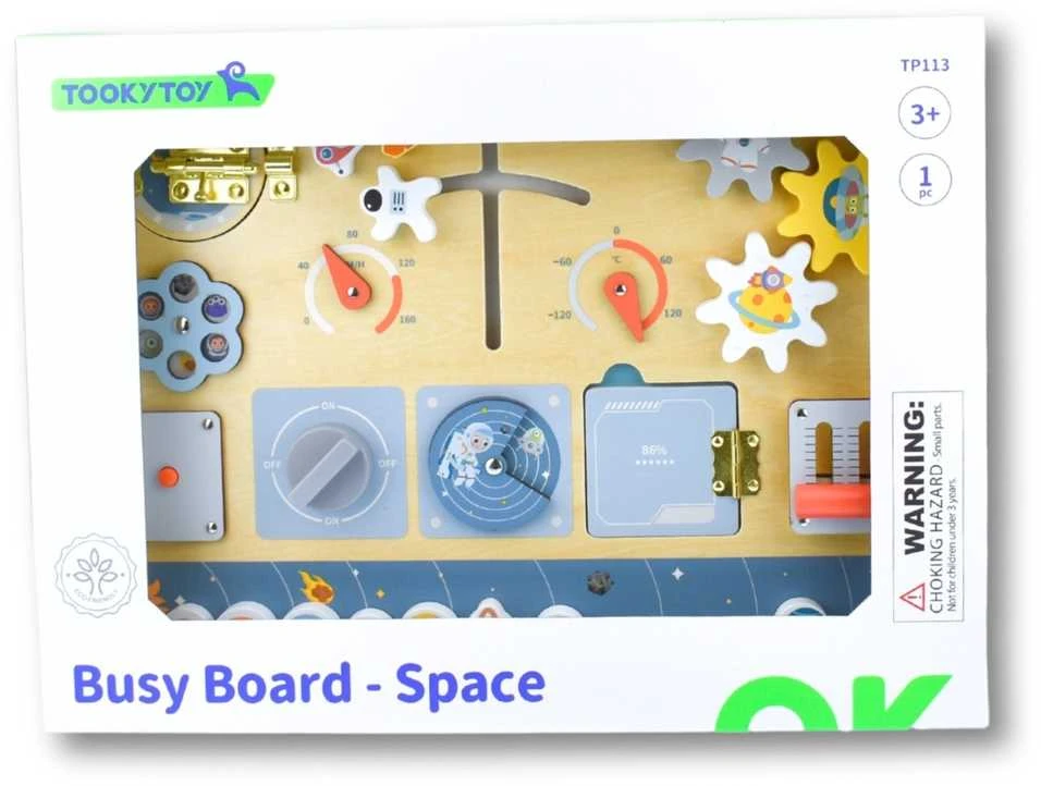 Tooky Toys Medinė kosminė Montessori lenta Tooky Toy astronauto valdymo pultas