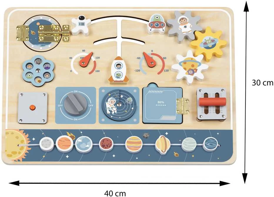 Tooky Toys Medinė kosminė Montessori lenta Tooky Toy astronauto valdymo pultas