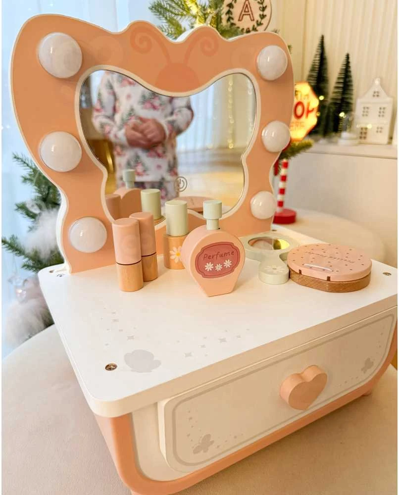 Tooky Toys Medinis makiažo staliukas TOOKY TOY Drugelis su LED apšvietimu