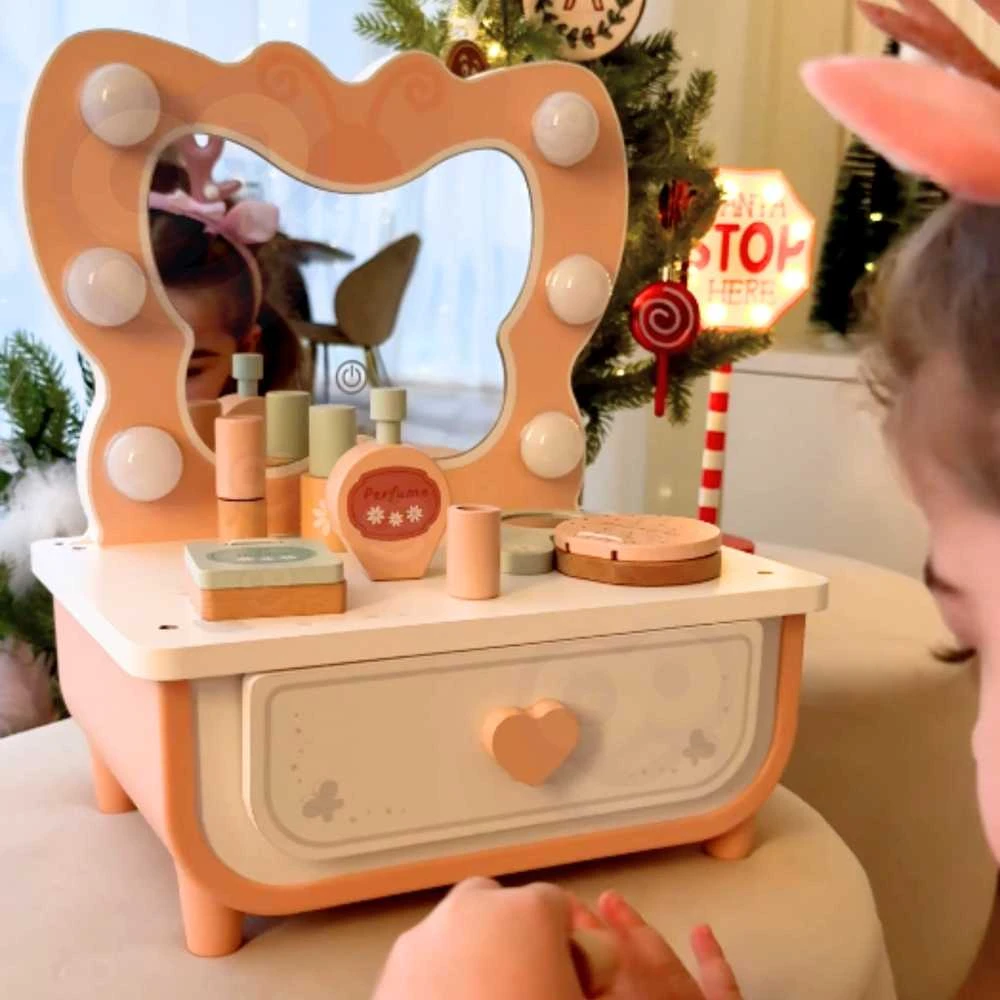 Tooky Toys Medinis makiažo staliukas TOOKY TOY Drugelis su LED apšvietimu