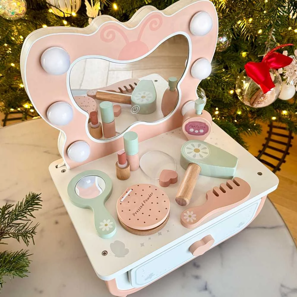 Tooky Toys Medinis makiažo staliukas TOOKY TOY Drugelis su LED apšvietimu