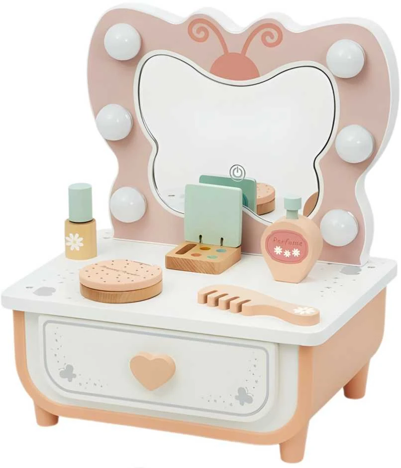 Tooky Toys Medinis makiažo staliukas TOOKY TOY Drugelis su LED apšvietimu