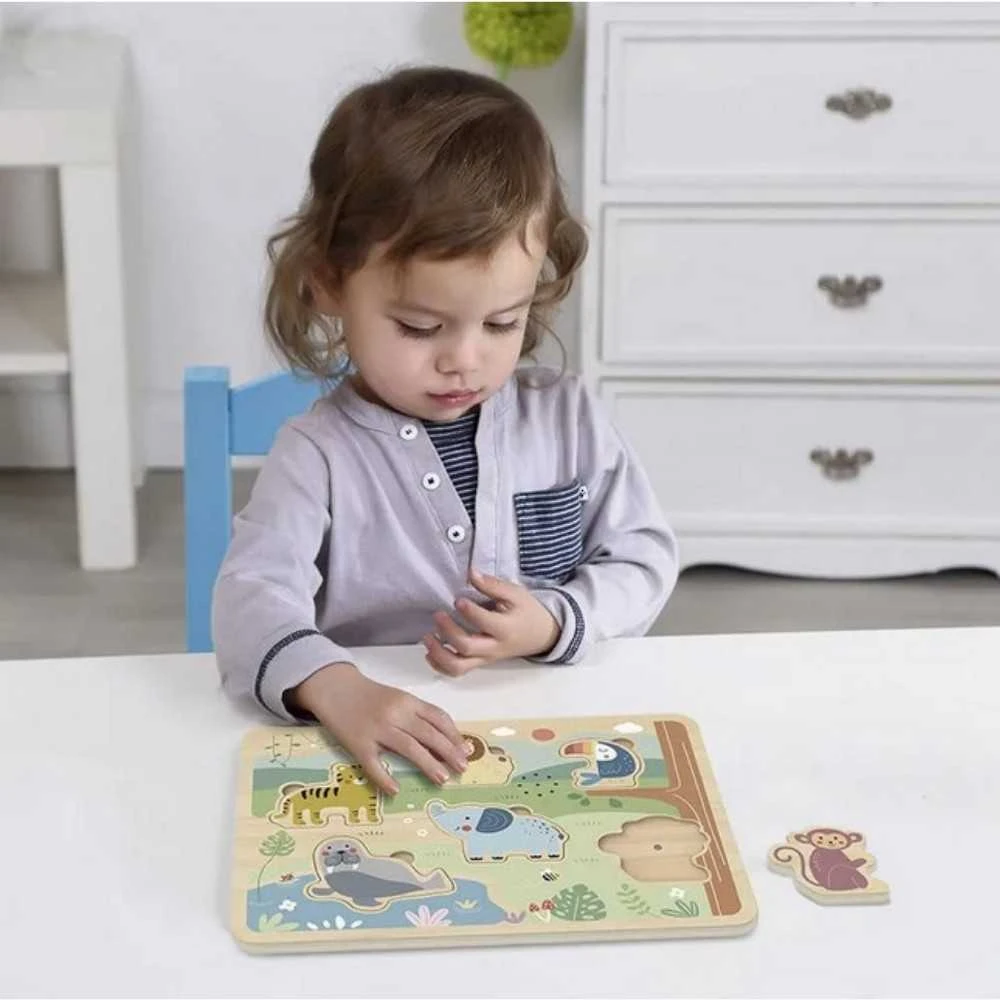 Tooky Toys TOOKY TOY medinė interaktyvi dėlionė Gyvūnėliai