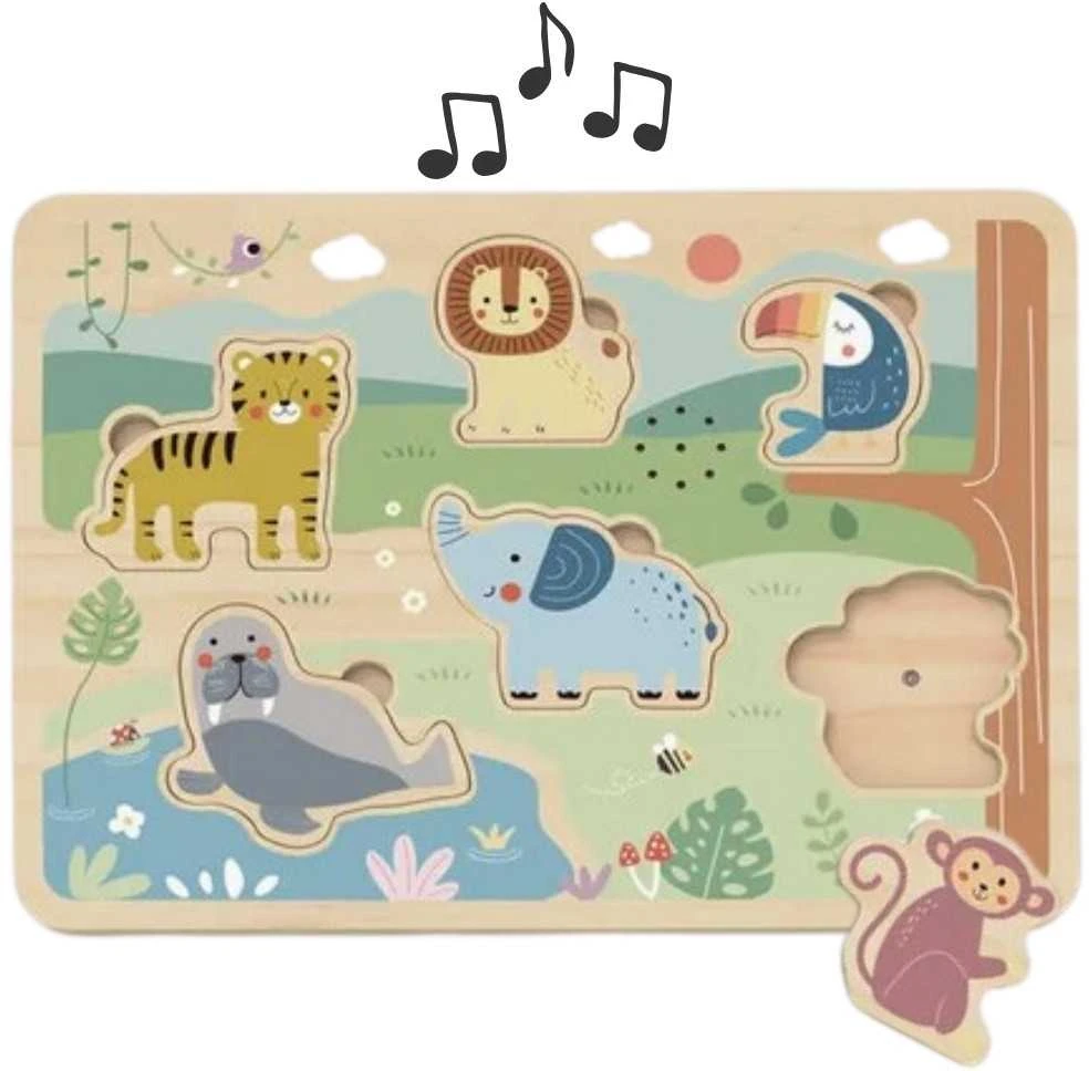 Tooky Toys TOOKY TOY medinė interaktyvi dėlionė Gyvūnėliai