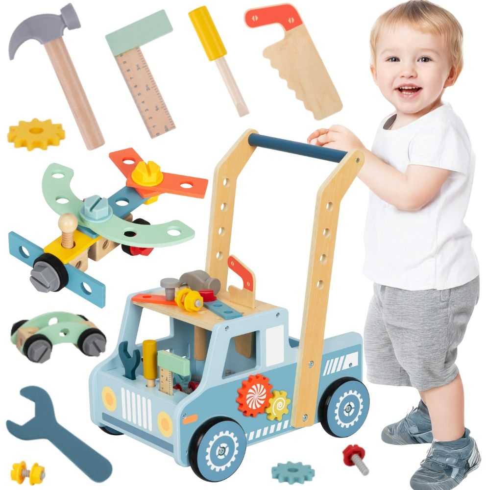 Tooky Toys Medinis TOOKY TOY stumdukas automobilis su STEM dirbtuve