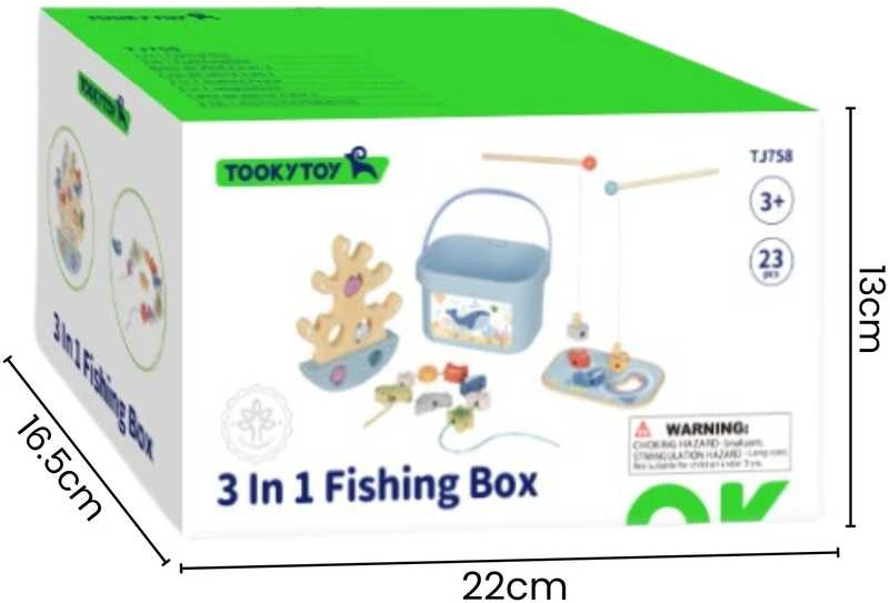Tooky Toys Medinis jūros žaidimų rinkinys Tooky Toy 3in1 žvejyba