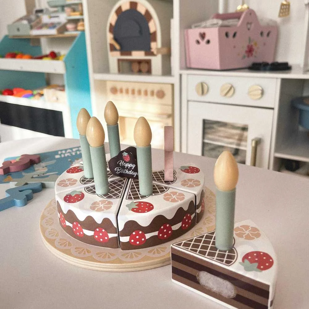 Tooky Toys Medinis gimtadienio tortas su žvakutėmis TOOKY TOY