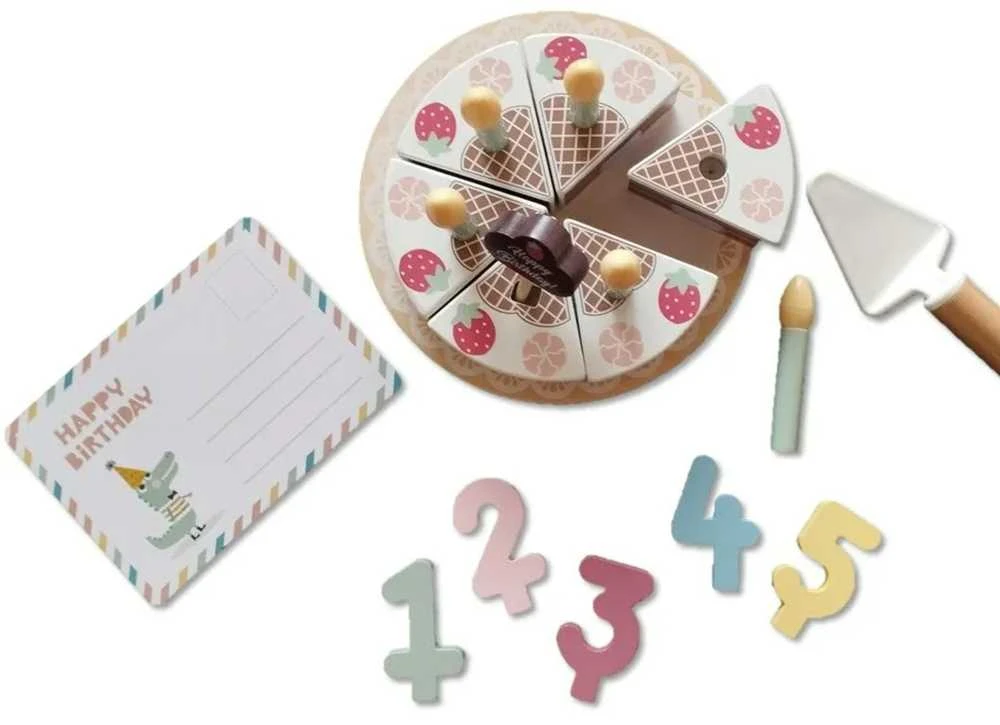 Tooky Toys Medinis gimtadienio tortas su žvakutėmis TOOKY TOY