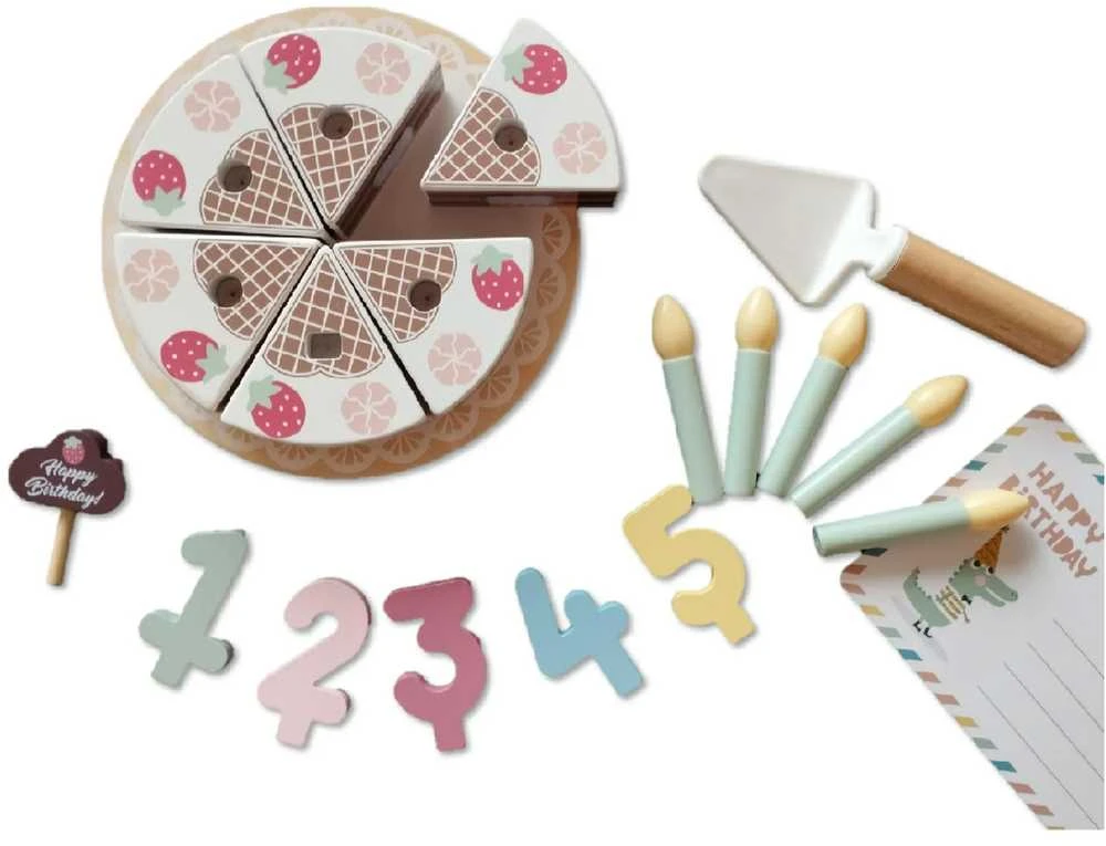 Tooky Toys Medinis gimtadienio tortas su žvakutėmis TOOKY TOY