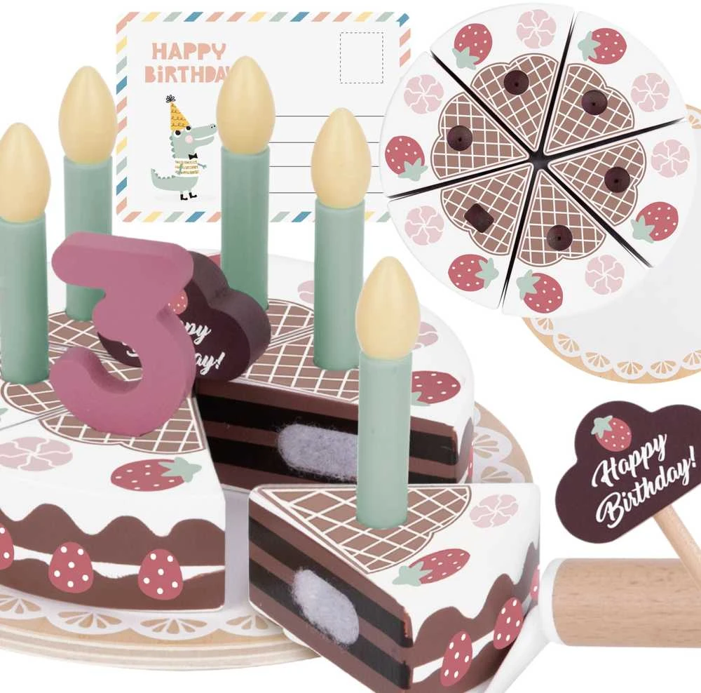 Tooky Toys Medinis gimtadienio tortas su žvakutėmis TOOKY TOY