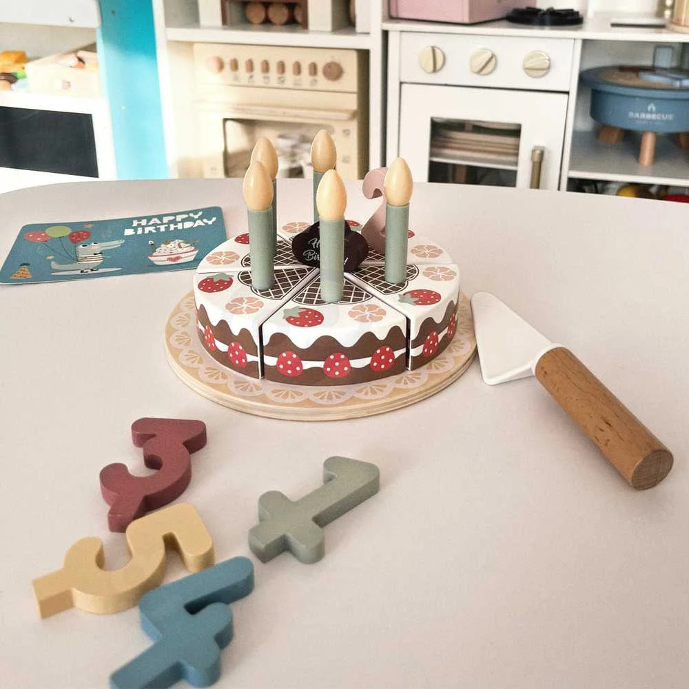Tooky Toys Medinis gimtadienio tortas su žvakutėmis TOOKY TOY