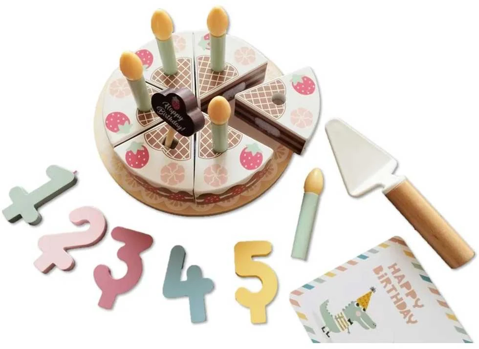 Tooky Toys Medinis gimtadienio tortas su žvakutėmis TOOKY TOY
