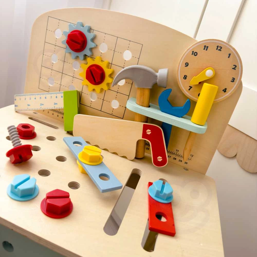 Tooky Toys Žaislų medinis „pasidaryk pats“ stalo dirbtuvės