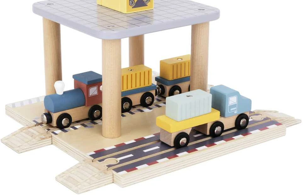 Tooky Toys TOOKY TOY medinis uosto kranas su transporto priemonėmis