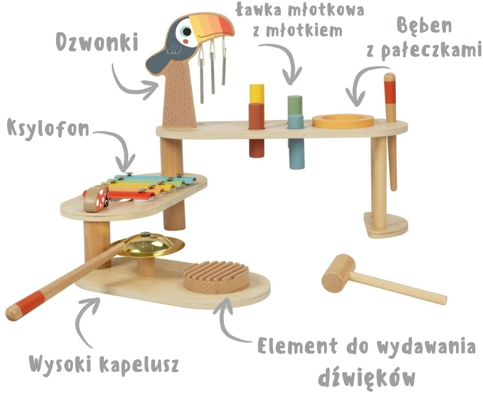 Tooky Toys TOOKY TOY edukacinis muzikinis stalas – Tukanas