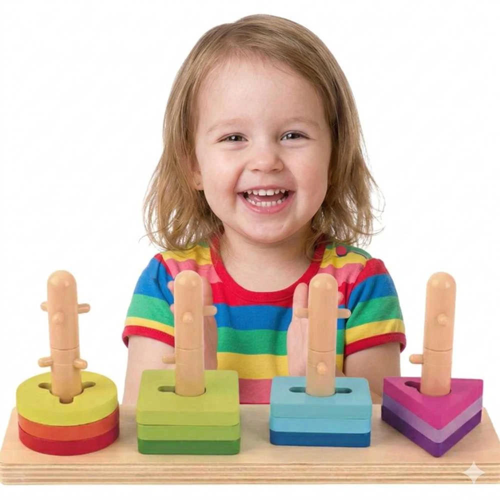 Tooky Toys Žaislų žaislų formos rūšiavimas su spalvingais „Montessori“ blokais