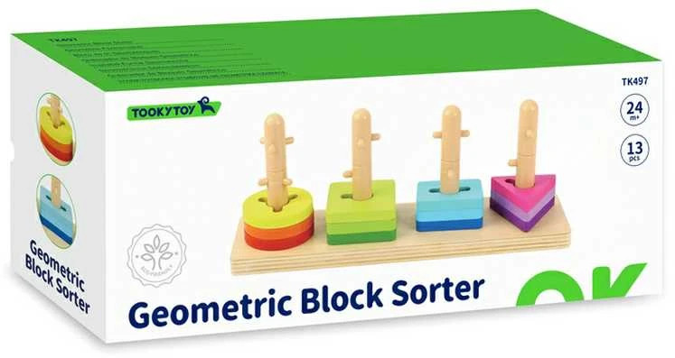 Tooky Toys Žaislų žaislų formos rūšiavimas su spalvingais „Montessori“ blokais