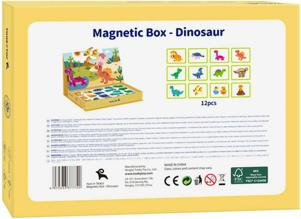 Tooky Toys TOOKY TOY magnetinė dėlionė Dinozaurai