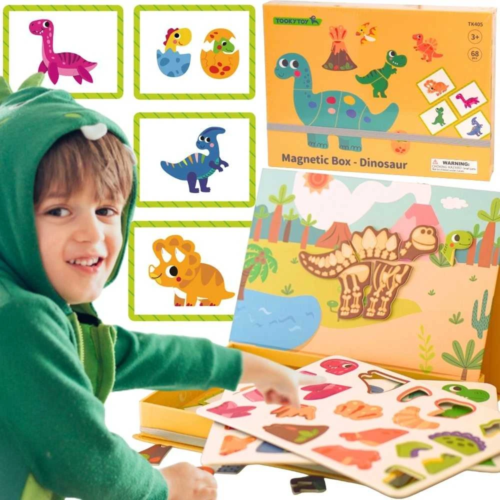 Tooky Toys TOOKY TOY magnetinė dėlionė Dinozaurai