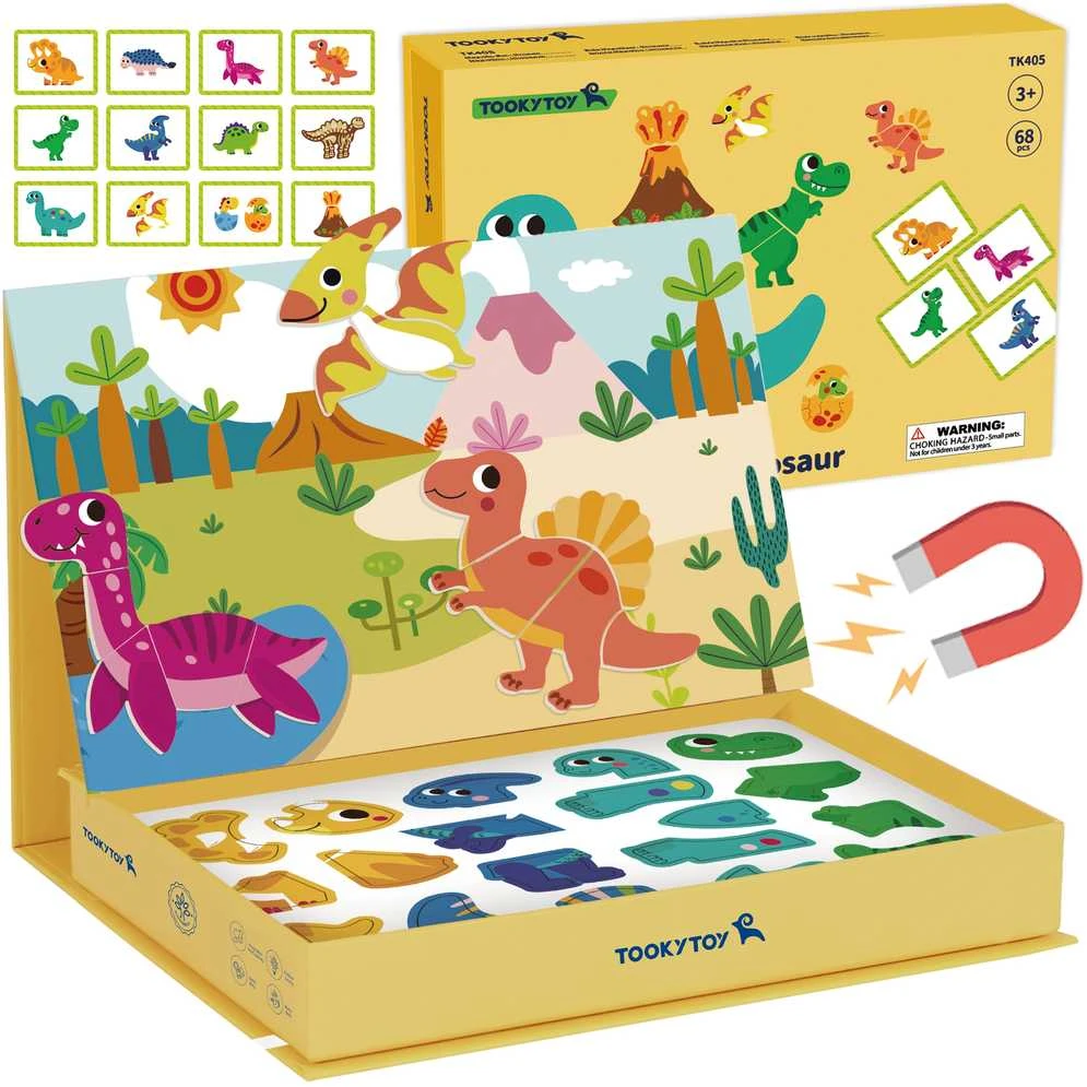 Tooky Toys TOOKY TOY magnetinė dėlionė Dinozaurai