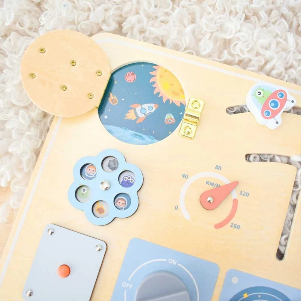 Tooky Toys Medinė kosminė Montessori lenta Tooky Toy astronauto valdymo pultas