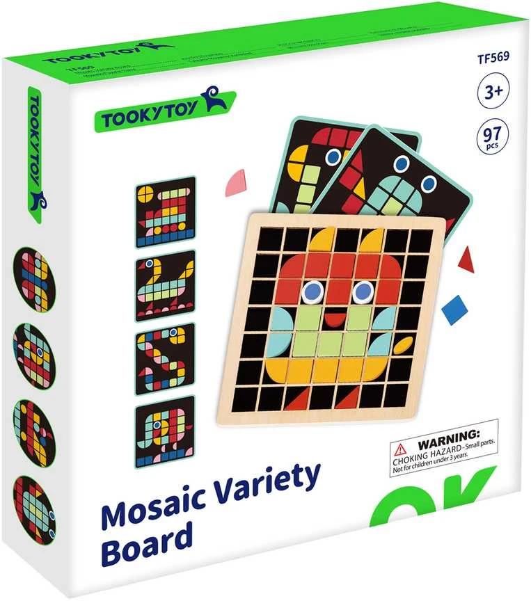 Tooky Toys TOOKY TOY Medinė mozaikinė Montessori dėlionė