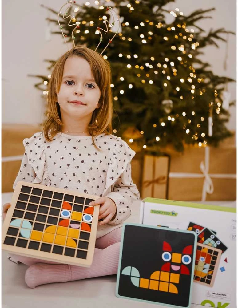 Tooky Toys TOOKY TOY Medinė mozaikinė Montessori dėlionė