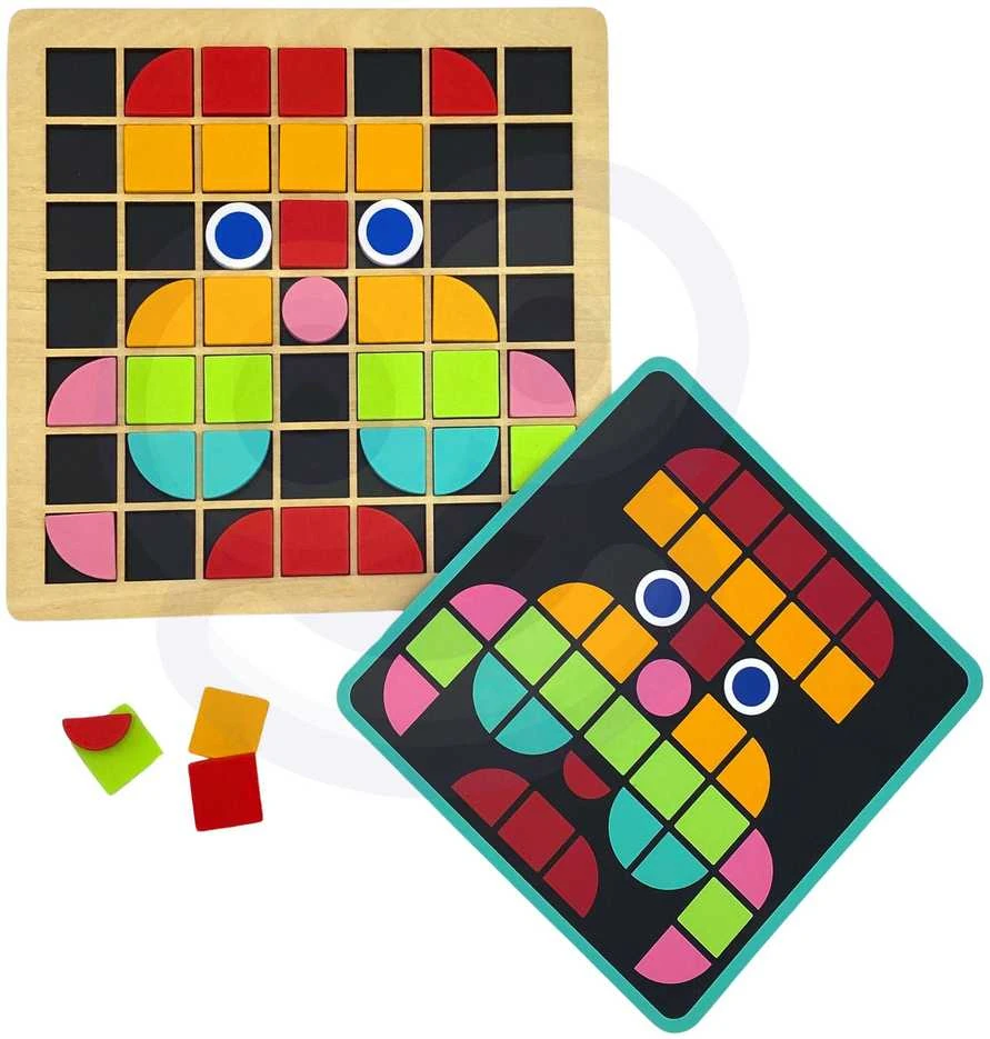 Tooky Toys TOOKY TOY Medinė mozaikinė Montessori dėlionė