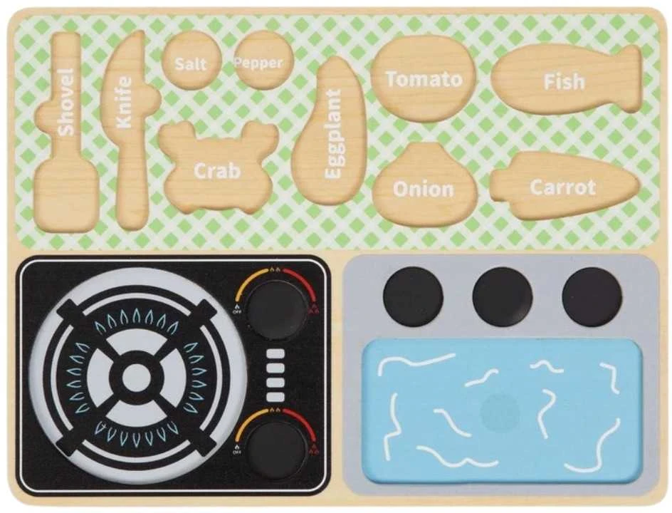 Tooky Toys TOOKY TOY medinė virtuvėlė su priedais – mažojo virėjo rinkinys
