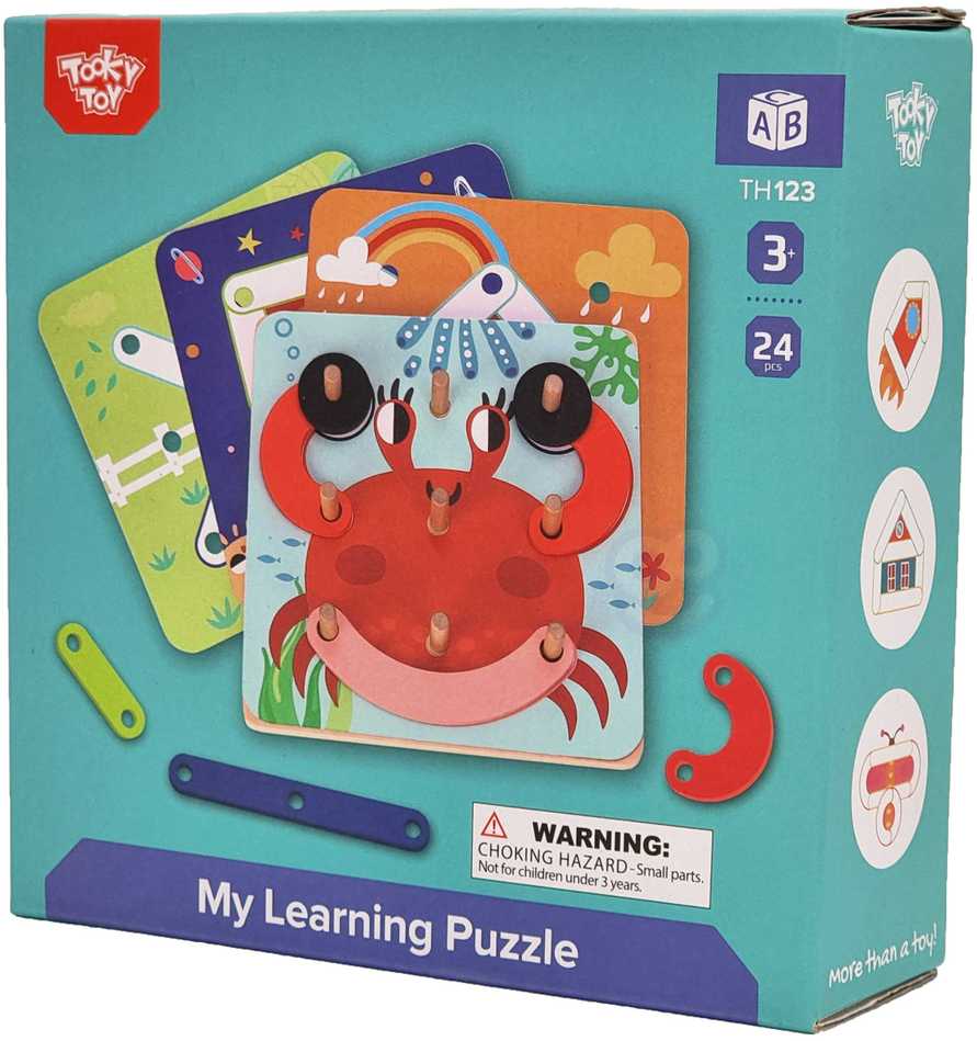 Dėlionė Tooky Toys Paimtas žaislinis medinis galvosūkių pagalvėlės PEGS Gyvūnų modeliai, skirti reprodukcijai FSC sertifikatas