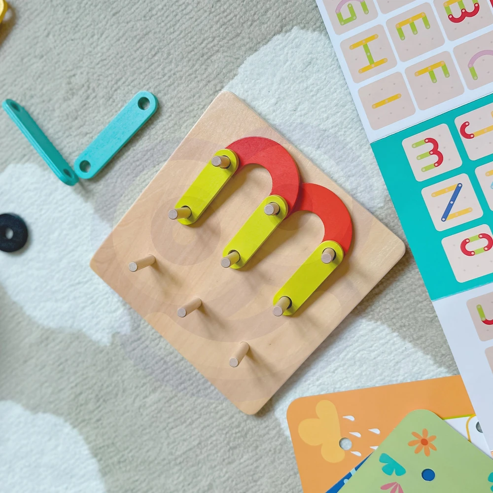 Dėlionė Tooky Toys Paimtas žaislinis medinis galvosūkių pagalvėlės PEGS Gyvūnų modeliai, skirti reprodukcijai FSC sertifikatas