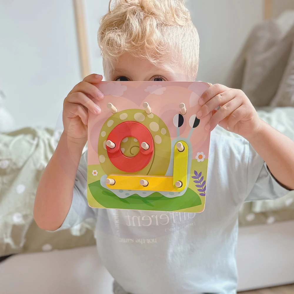 Dėlionė Tooky Toys Paimtas žaislinis medinis galvosūkių pagalvėlės PEGS Gyvūnų modeliai, skirti reprodukcijai FSC sertifikatas