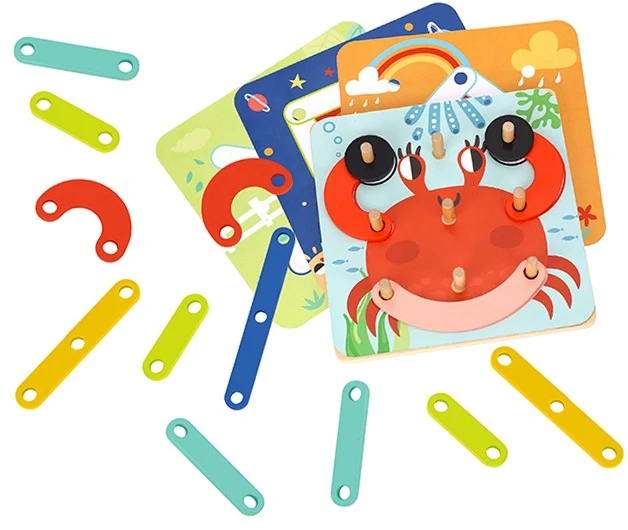Dėlionė Tooky Toys Paimtas žaislinis medinis galvosūkių pagalvėlės PEGS Gyvūnų modeliai, skirti reprodukcijai FSC sertifikatas