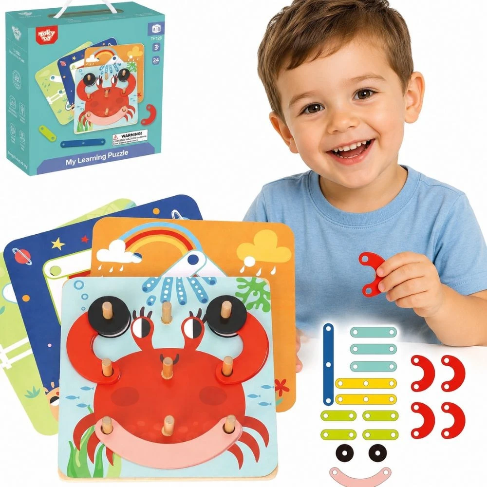 Dėlionė Tooky Toys Paimtas žaislinis medinis galvosūkių pagalvėlės PEGS Gyvūnų modeliai, skirti reprodukcijai FSC sertifikatas
