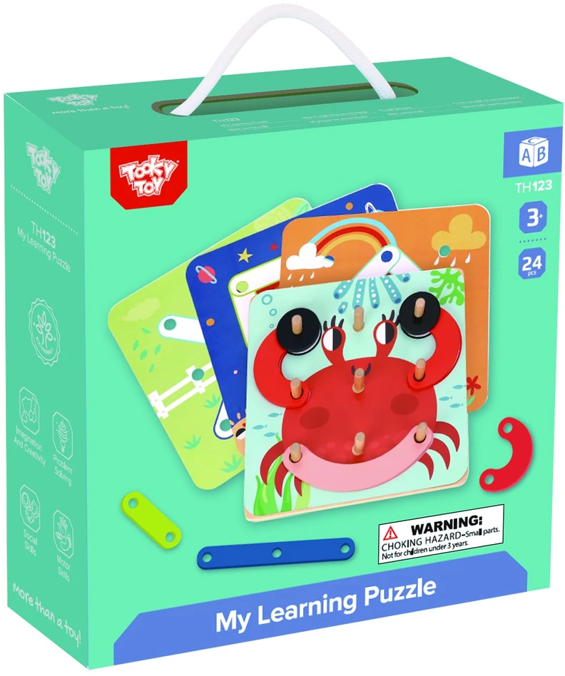 Dėlionė Tooky Toys Paimtas žaislinis medinis galvosūkių pagalvėlės PEGS Gyvūnų modeliai, skirti reprodukcijai FSC sertifikatas