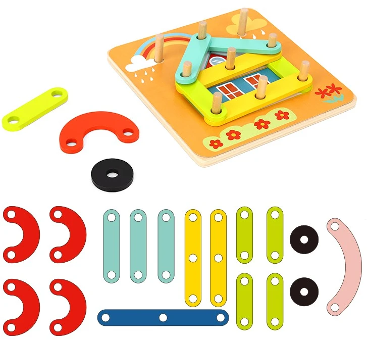 Dėlionė Tooky Toys Paimtas žaislinis medinis galvosūkių pagalvėlės PEGS Gyvūnų modeliai, skirti reprodukcijai FSC sertifikatas