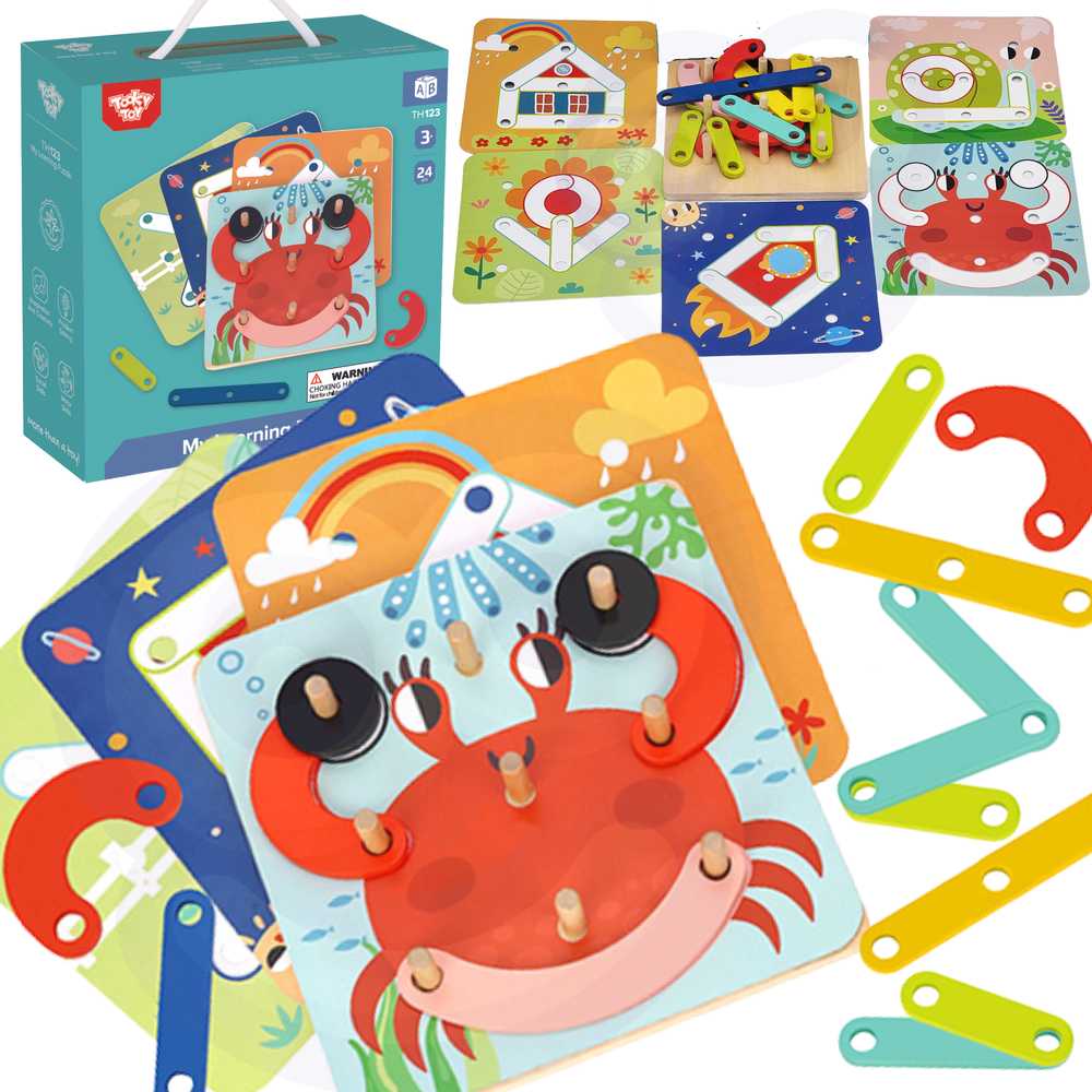 Dėlionė Tooky Toys Paimtas žaislinis medinis galvosūkių pagalvėlės PEGS Gyvūnų modeliai, skirti reprodukcijai FSC sertifikatas