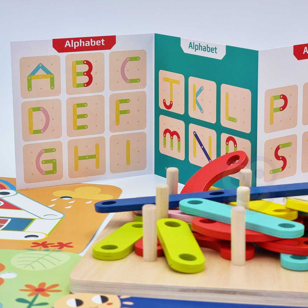 Dėlionė Tooky Toys Paimtas žaislinis medinis galvosūkių pagalvėlės PEGS Gyvūnų modeliai, skirti reprodukcijai FSC sertifikatas