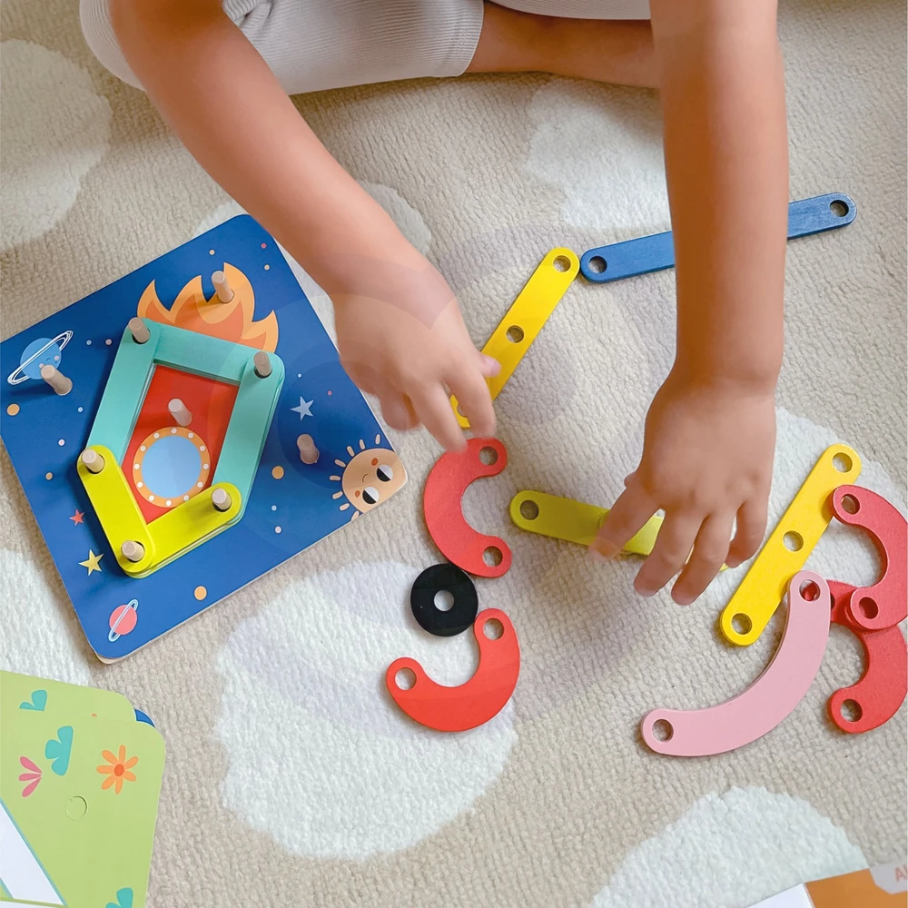 Dėlionė Tooky Toys Paimtas žaislinis medinis galvosūkių pagalvėlės PEGS Gyvūnų modeliai, skirti reprodukcijai FSC sertifikatas