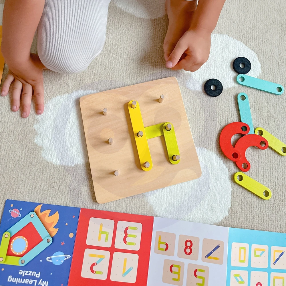 Dėlionė Tooky Toys Paimtas žaislinis medinis galvosūkių pagalvėlės PEGS Gyvūnų modeliai, skirti reprodukcijai FSC sertifikatas