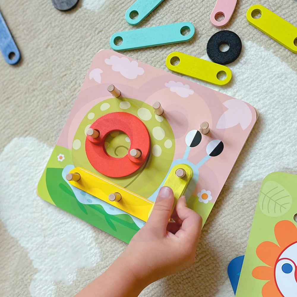 Dėlionė Tooky Toys Paimtas žaislinis medinis galvosūkių pagalvėlės PEGS Gyvūnų modeliai, skirti reprodukcijai FSC sertifikatas