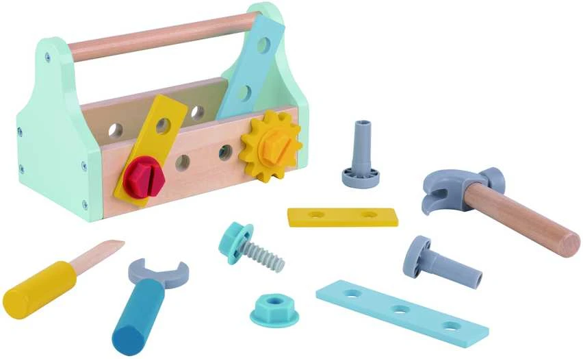Tooky Toys TOOKY TOY medinė įrankių dėžutė 18vnt