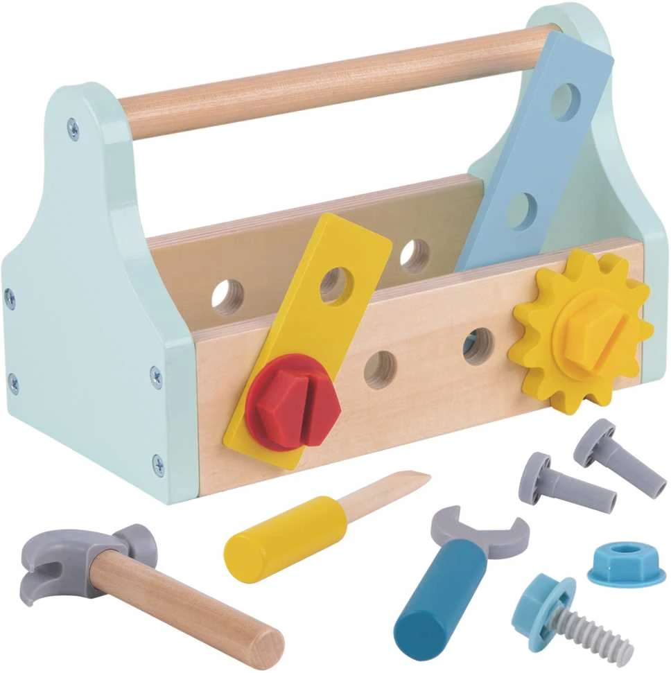 Tooky Toys TOOKY TOY medinė įrankių dėžutė 18vnt