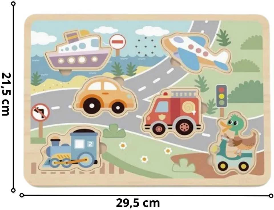 Tooky Toys TOOKY TOY medinė interaktyvi dėlionė Transporto priemonės