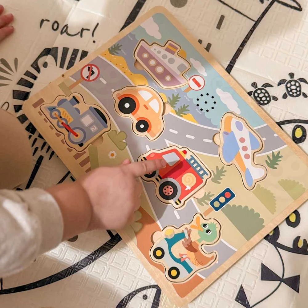Tooky Toys TOOKY TOY medinė interaktyvi dėlionė Transporto priemonės