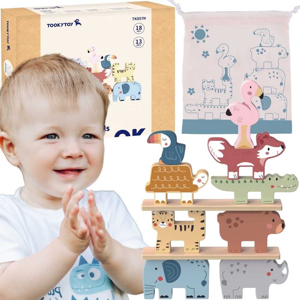 Tooky Toys Medinės Montessori kaladėlės Gyvūnėliai TOOKY TOY