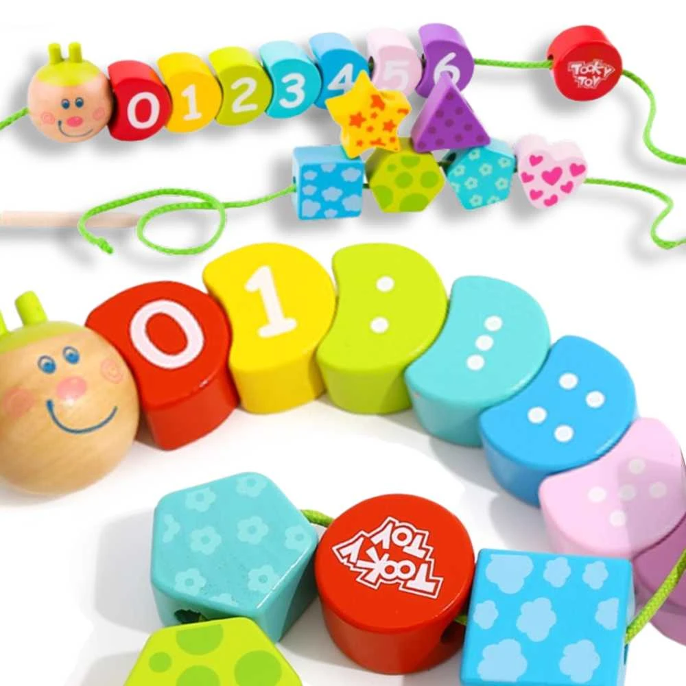 Tooky Toys Mediniai vėrimo kaladėlės Vikšras TOOKY TOY