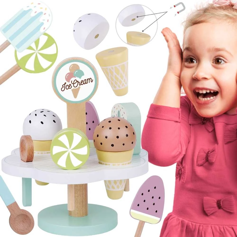 Tooky Toys Mediniai magnetiniai ledai su stovu TOOKY TOY